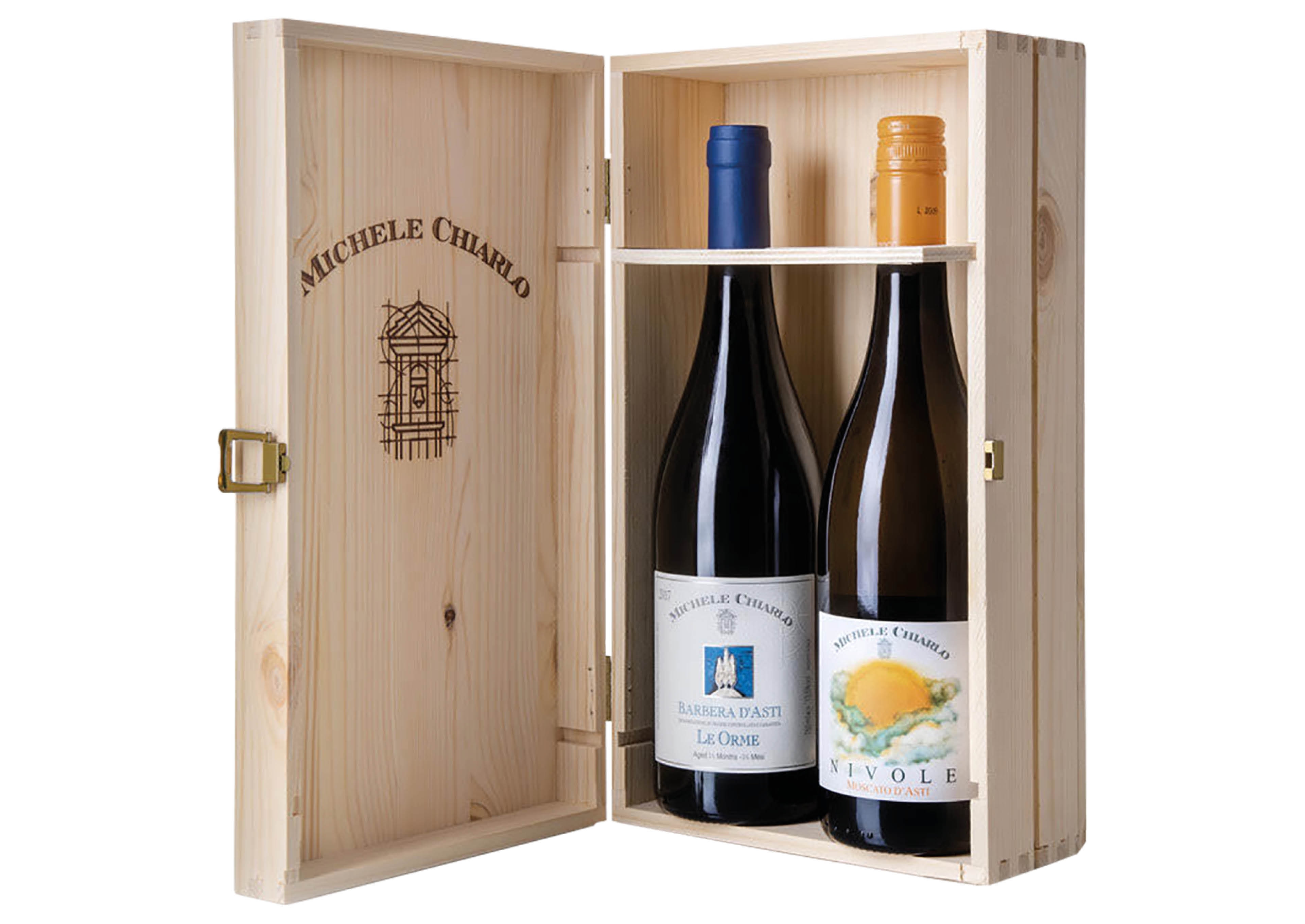 Cassetta Michele Chiarlo con Barbera Le Orme e Moscato Nivole