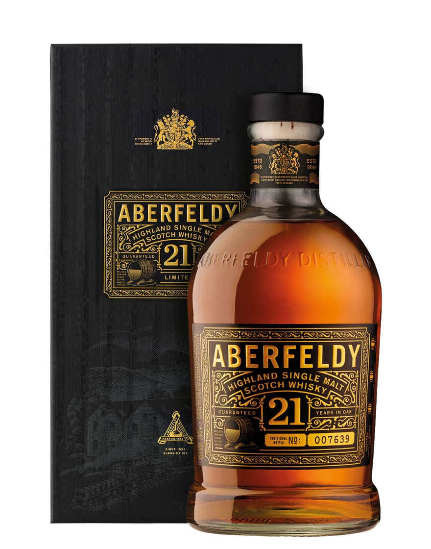 Highland Single Malt Scotch Whisky Guaranteed 21 Years in Oak Aberfeldy