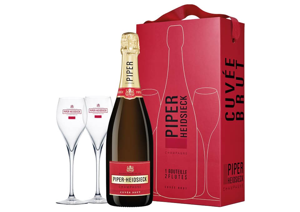 ℓ, 0,75 AOC mit Champagne Cuvée Piper-Heidsieck Geschenkset Brut