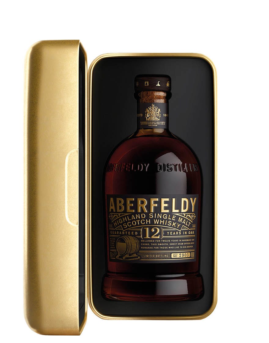Highland Single Malt Scotch Whisky Guaranteed 12 Years Oak Gold Bar Aberfeldy
