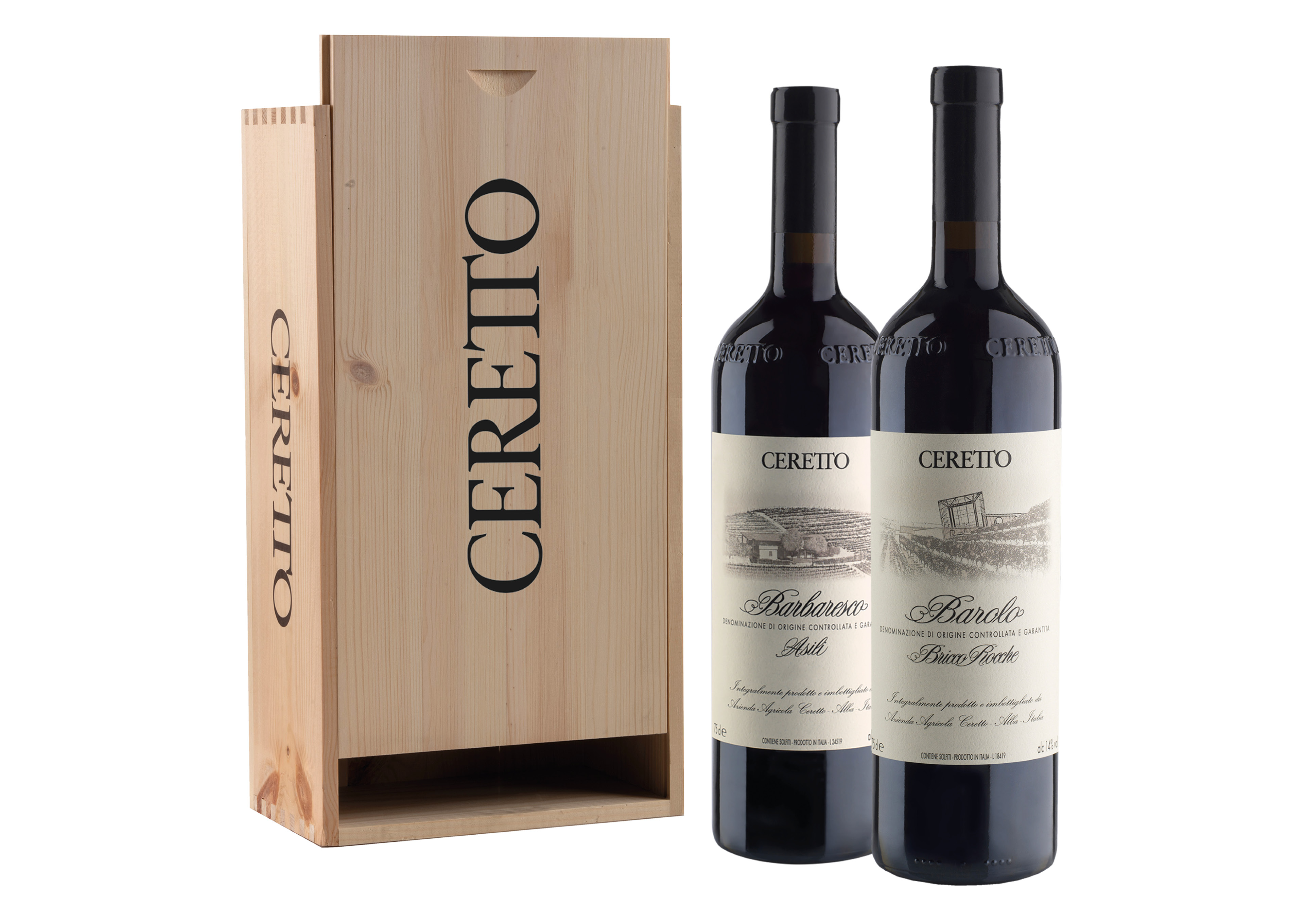 Cassetta Ceretto con Barolo Bricco Rocche e Barbaresco Asili