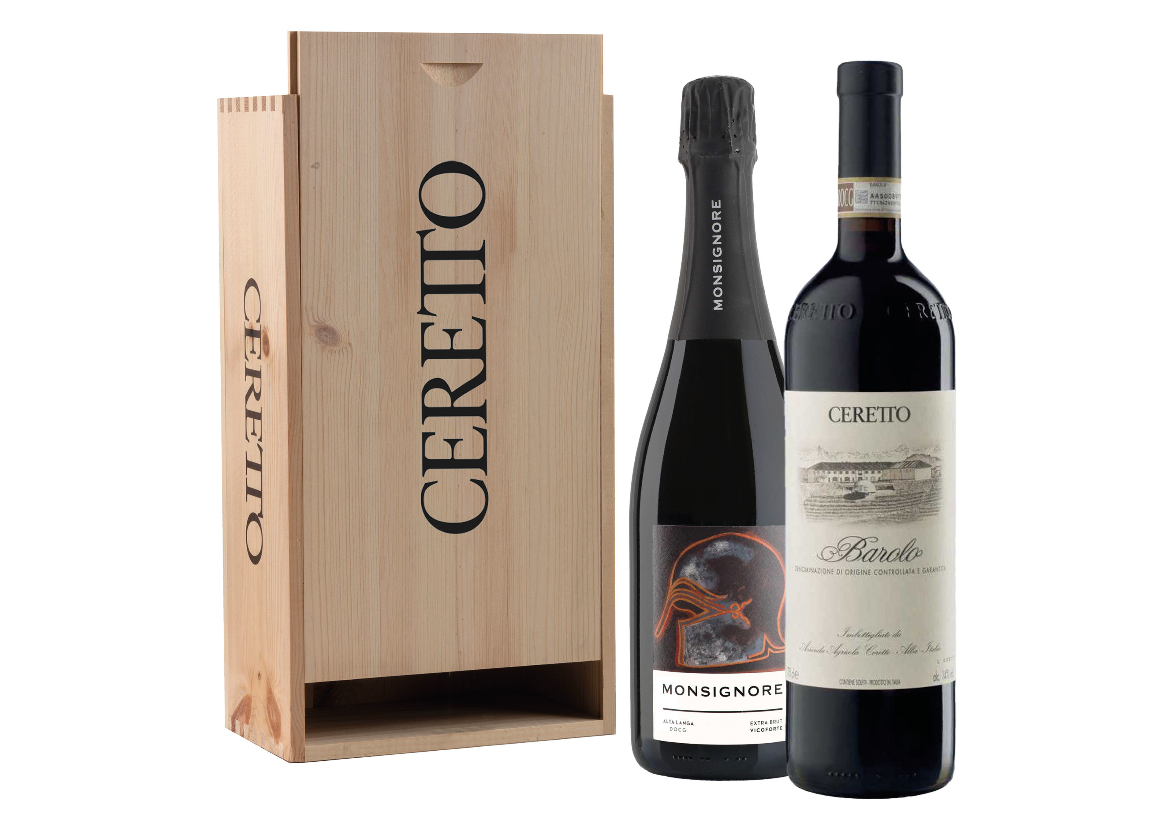 Cassetta Ceretto con Barolo e Alta Langa Monsignore