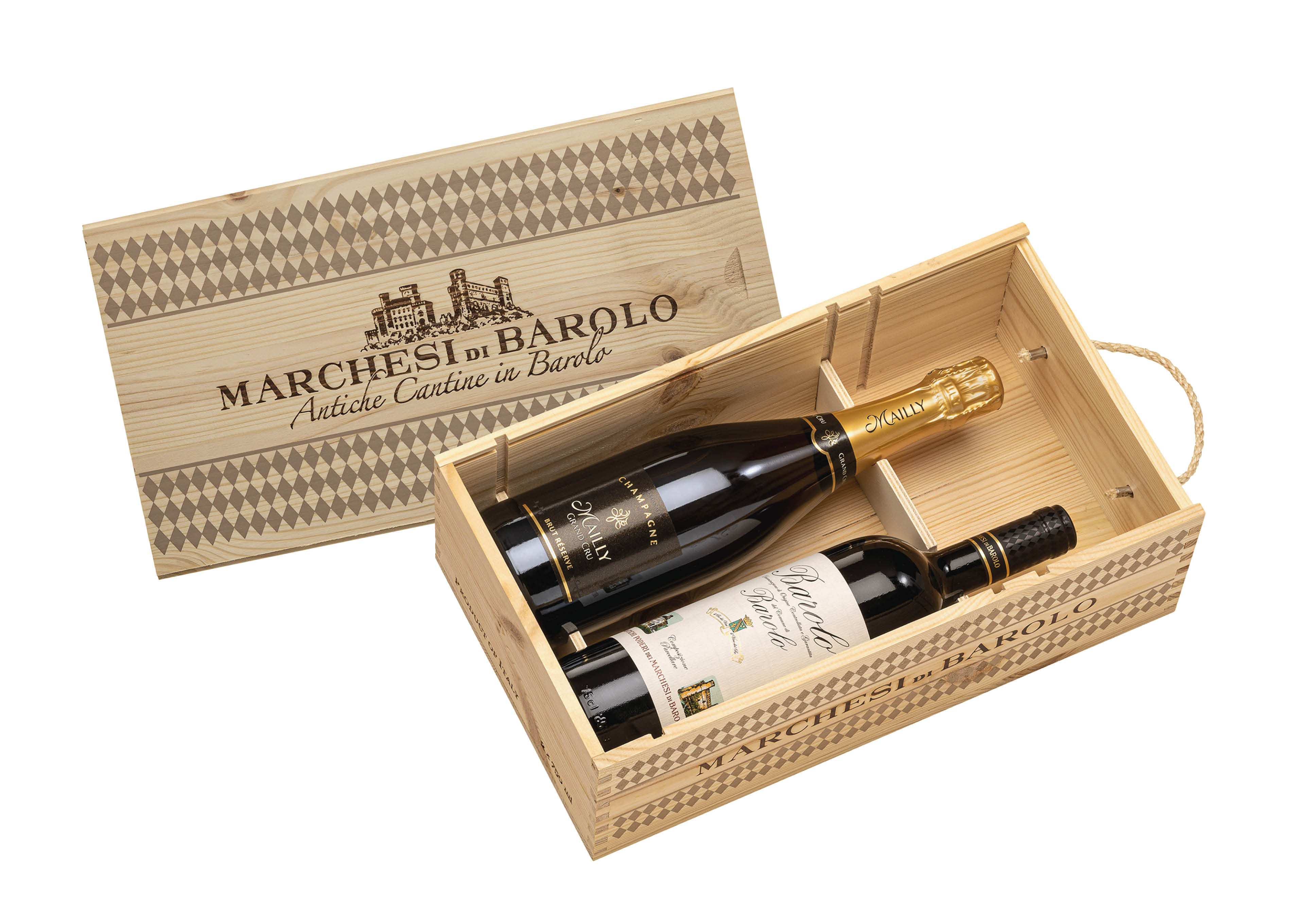 Cassetta Marchesi con Barolo e Champagne Mailly