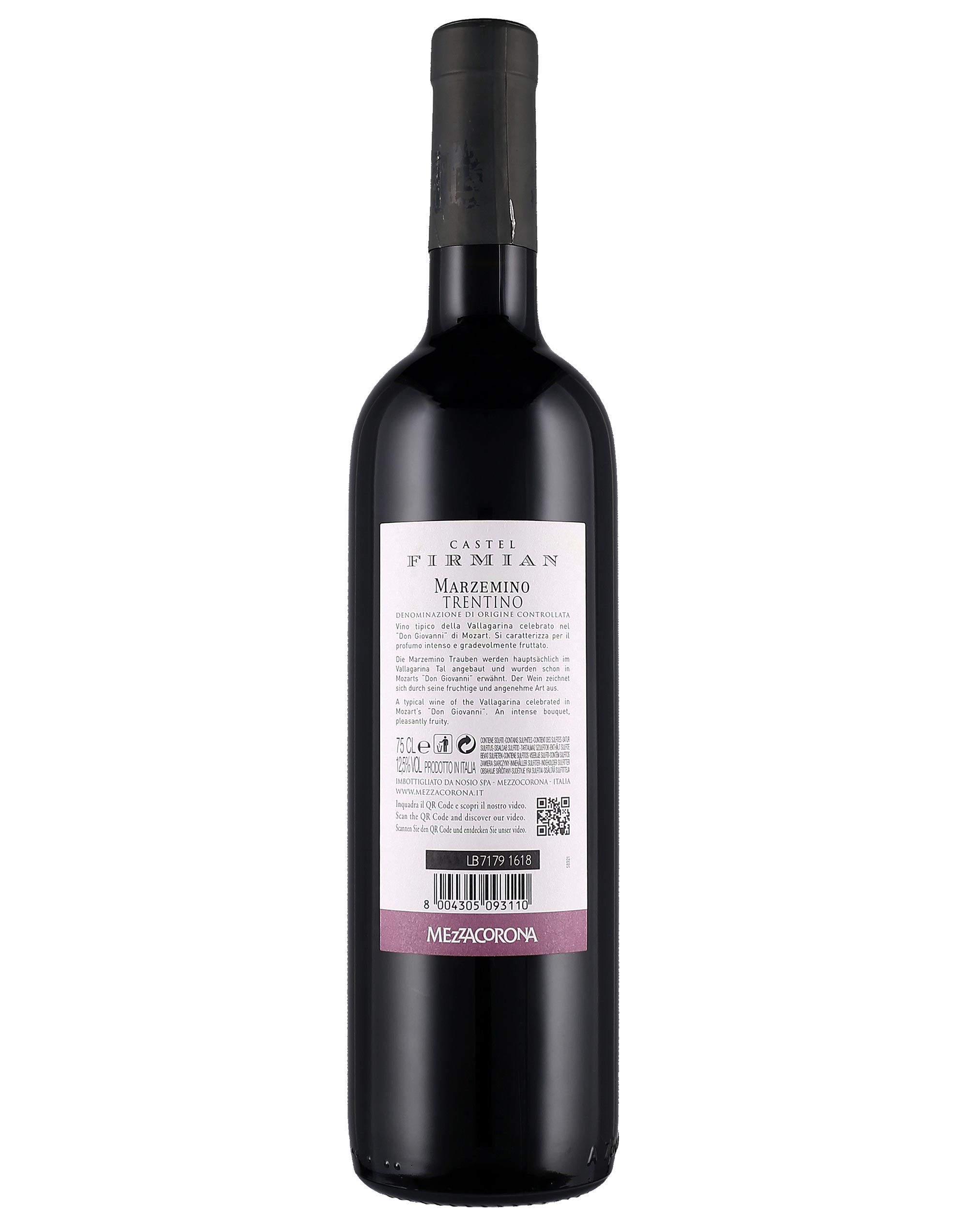 Trentino DOC Castel Firmian Marzemino Mezzacorona 2023 0,75 ℓ