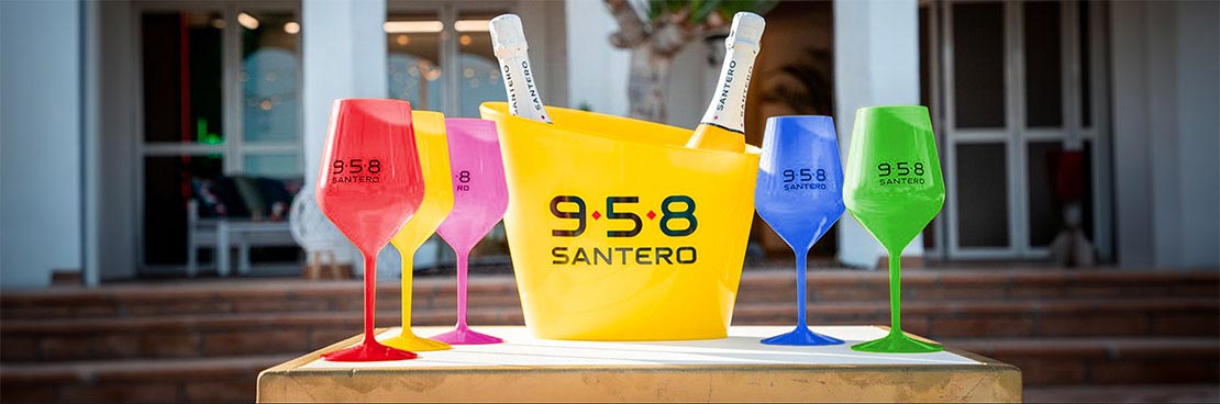 6 Calici Santero colorati BLU Cocktail Spumante Prosecco
